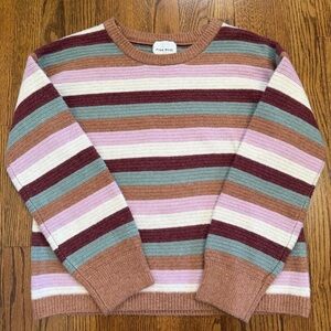 Pink Rose Pink Maroon Striped Long Sleeve Crewneck Sweater Size Small